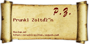 Prunkl Zoltán névjegykártya